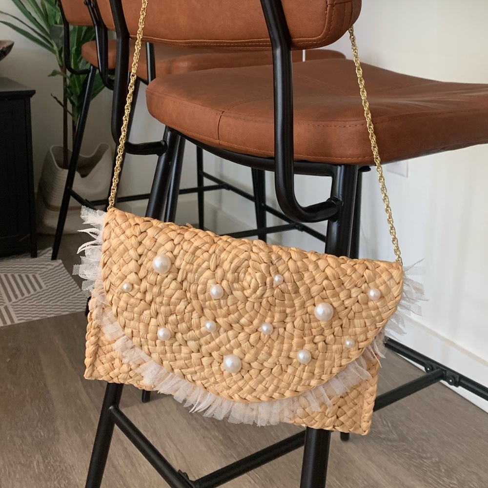 Custom Bridal Straw Clutch
